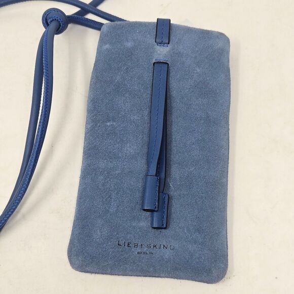 LIBESKIND Berlin Suede Leather Mobile Crossbody Pouch Necklace Accessories Blue - Picture 2 of 10